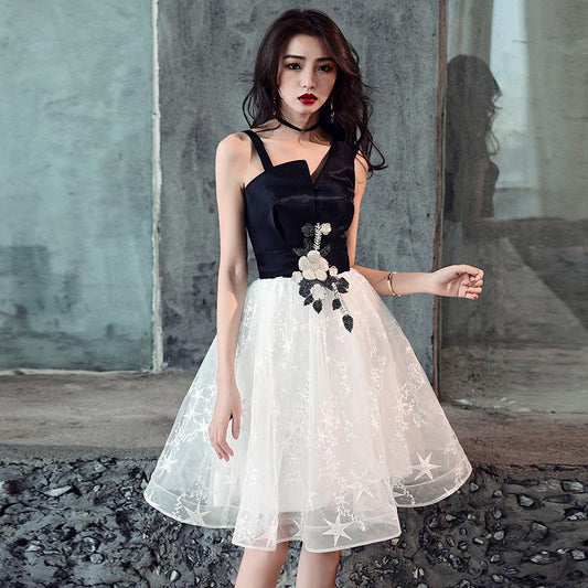 Black and white short prom dress homecoming dress  8360