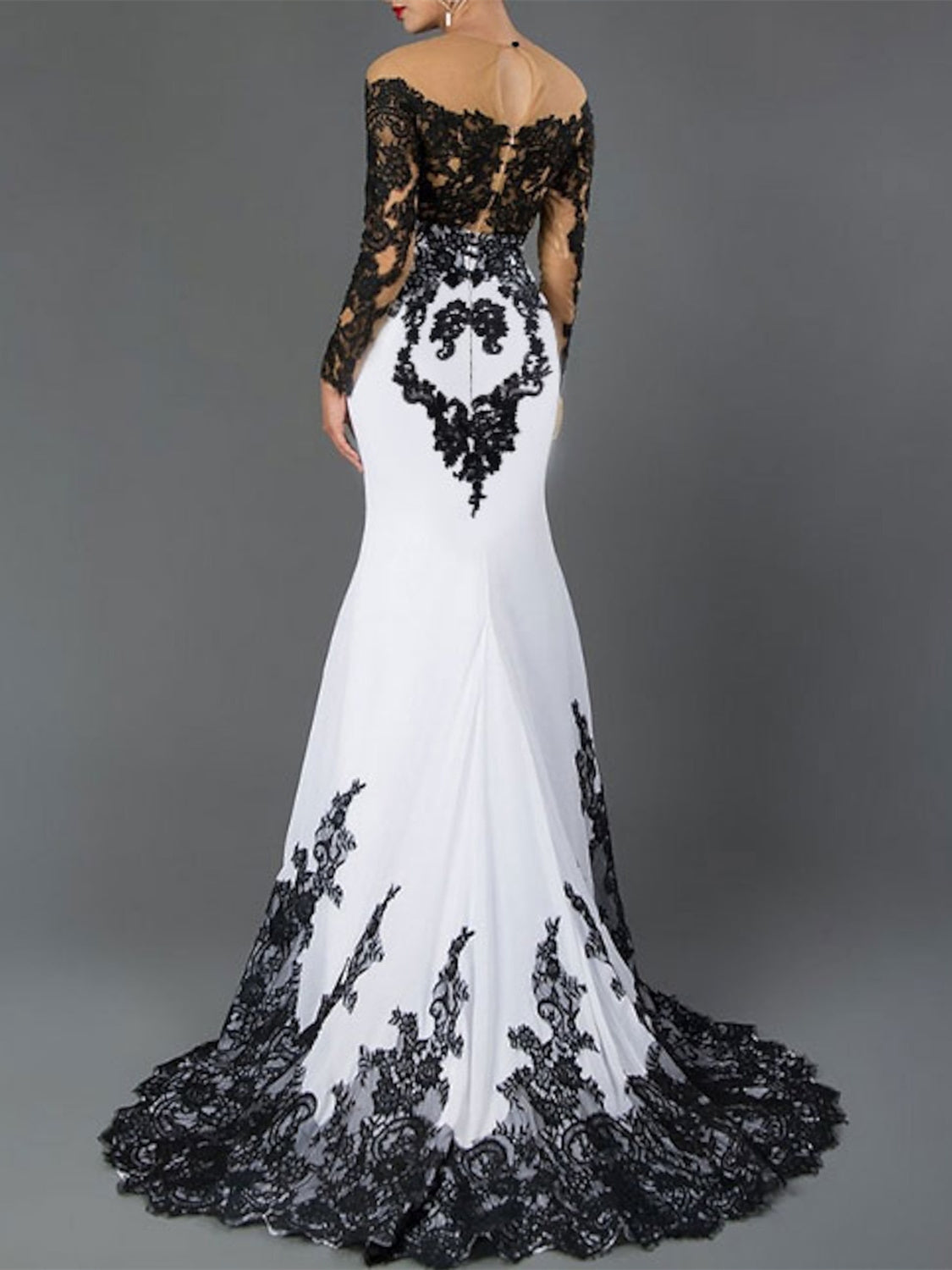 Sheath/Column Off-the-Shoulder Floor-length Long Dresses With Applique