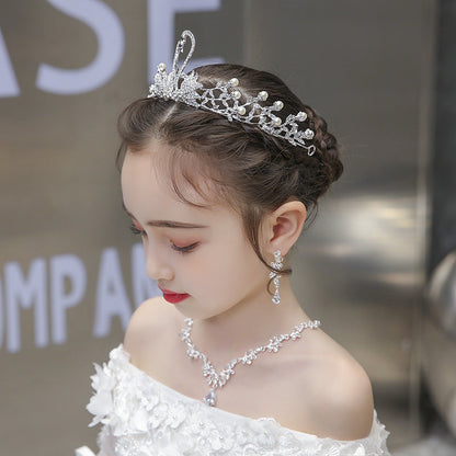 Pretty Elegant Silver Crystal Swan Princess Crown Headpiece Accessories