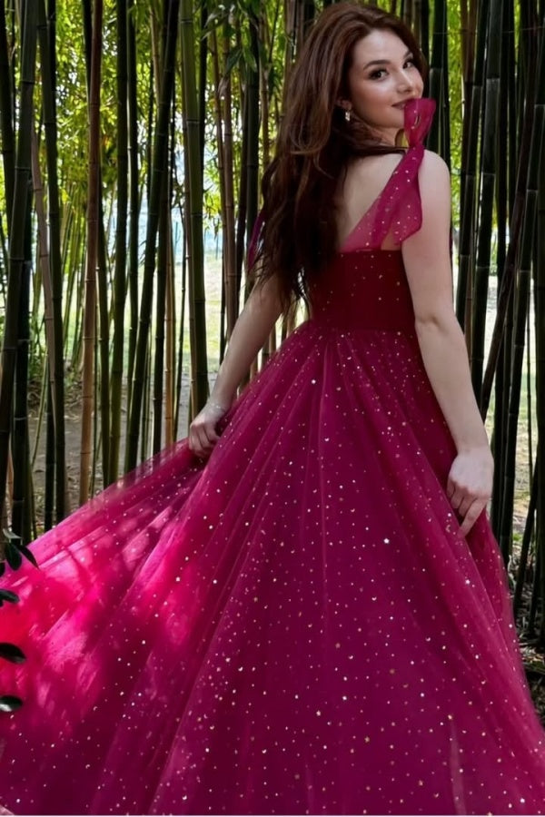 Lovely Spaghetti-Straps Tulle Polka Dots Prom Dress ZT0469