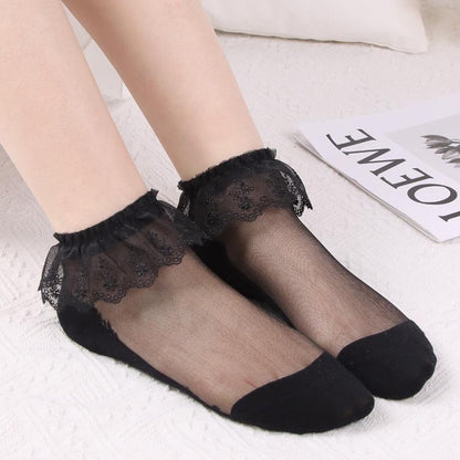 5 Pcs Women's Wedding Work Holiday Lace Polyester Sexy Lolita Vintage Retro Cute Anckle Socks Low Cut Socks