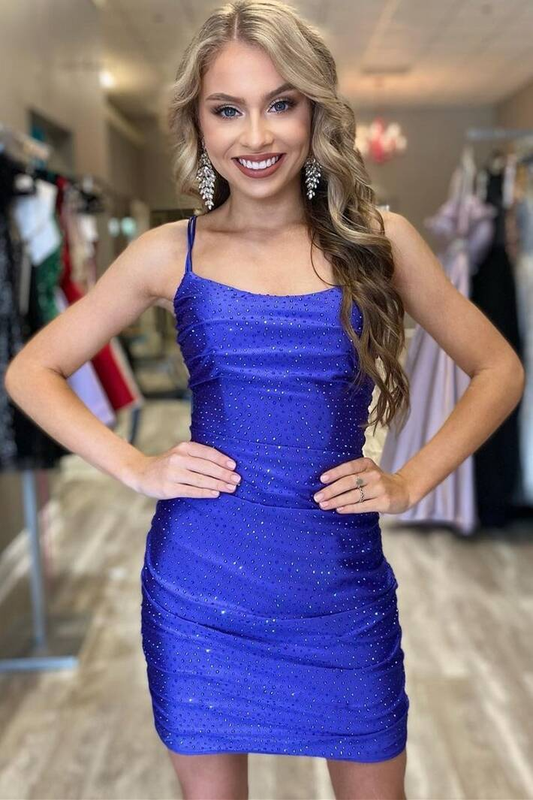 Sparkles Tight Royal Blue Short Homecoming Dress  gh1189