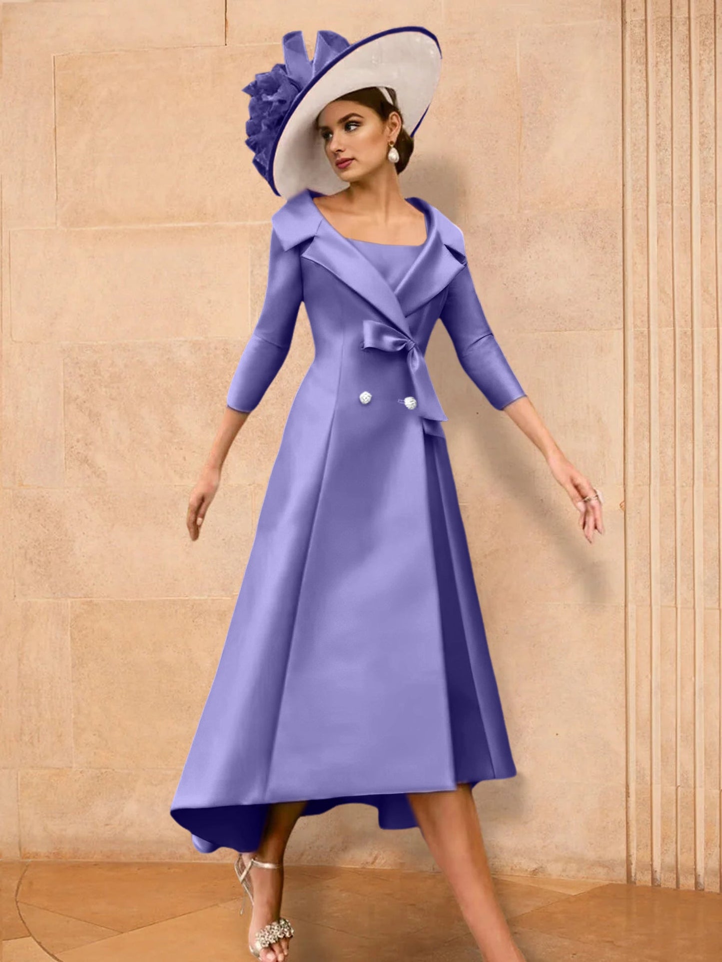 A-Line/Princess Long Sleeves Mother of the Bride Dresses with Bowknot