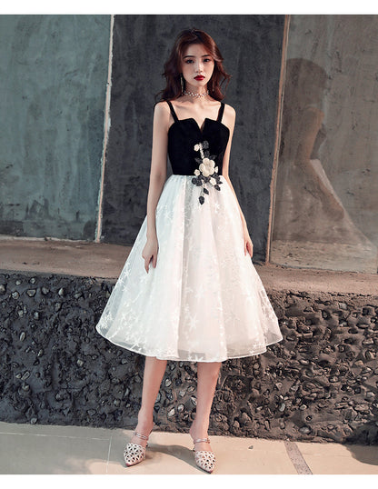 Black and white short prom dress homecoming dress  8360