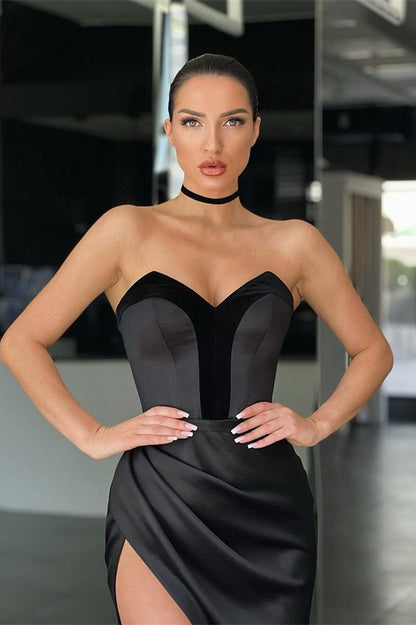 Elegant Black Sweetheart Mermaid Prom Dress With Split PD0814