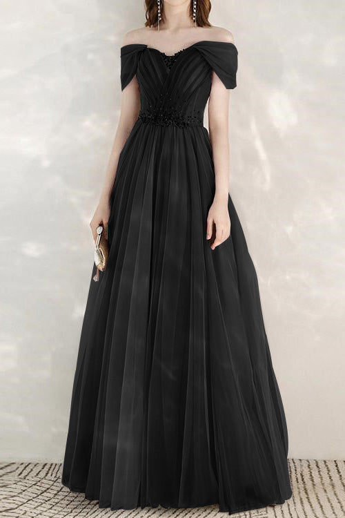 Edgynewlook Elegant Infinity Tulle Long Prom Dress With Sweetheart Sequins