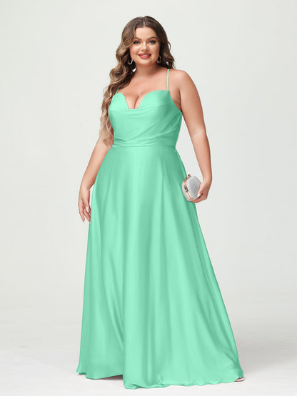 A-Line/Princess Spaghetti Straps Sleeveless Plus Size Bridesmaid Dresses