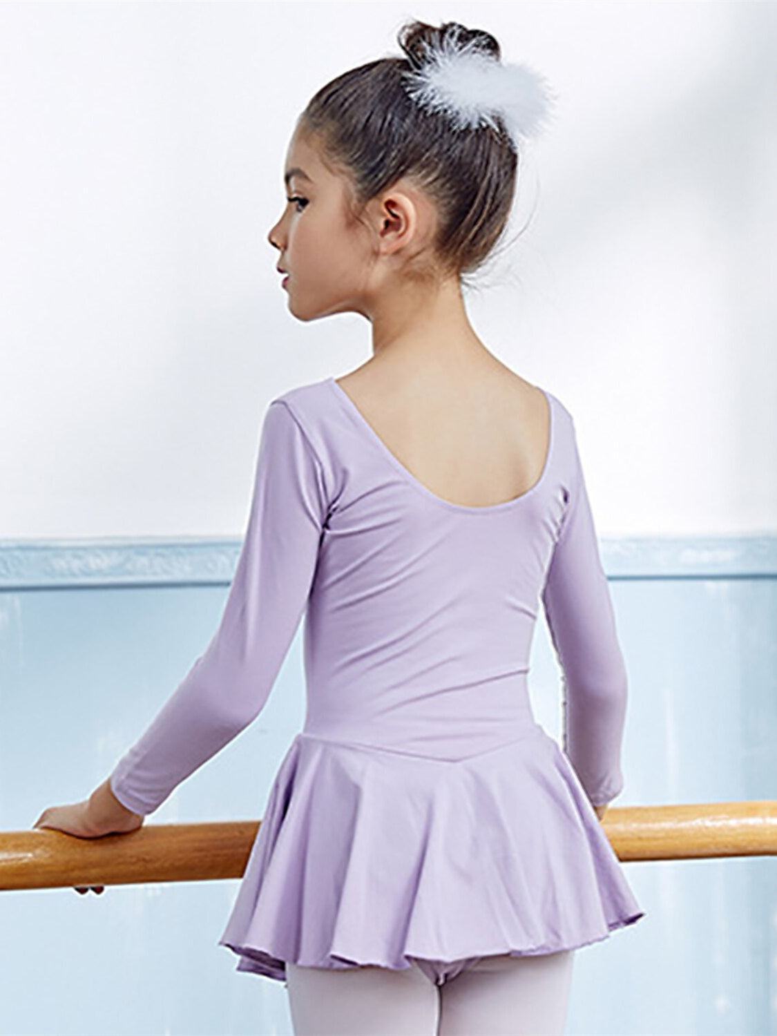 Kids' Dancewear Ballet Dress Splicing Long Sleeve Cotton Blend Girls' Performance Training