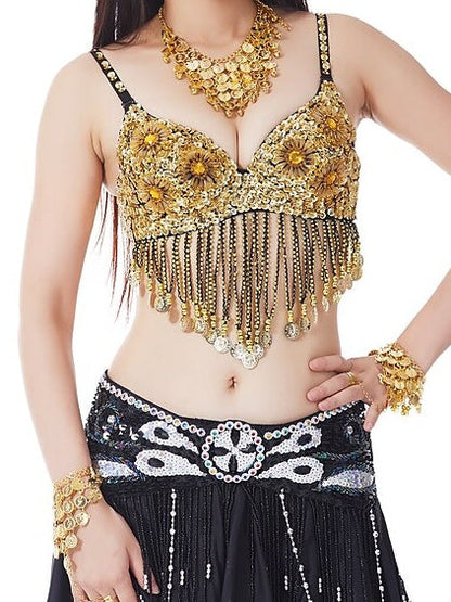 Belly Dance Coin Beading Sequin Women's Training Performance