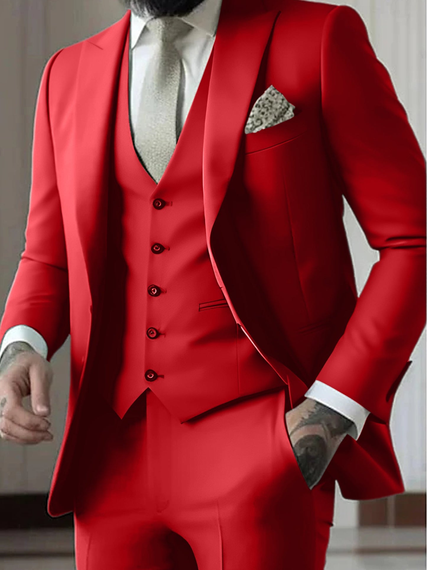 Men's Tailored Fit Single Breasted One-button 3 Pieces Wedding Suits