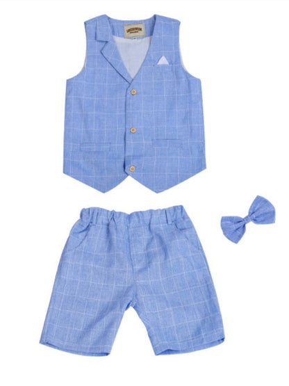 Boys Suit Vest Shorts Set Clothing Set 3 Pieces Sleeveless 4-13 Years Boy's Summer Wedding Suit Sets