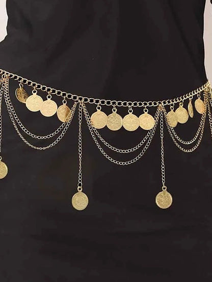 Belly Dance Dance Accessories Belt Metal Chain Gold Coin Silver Coin Women's Performance