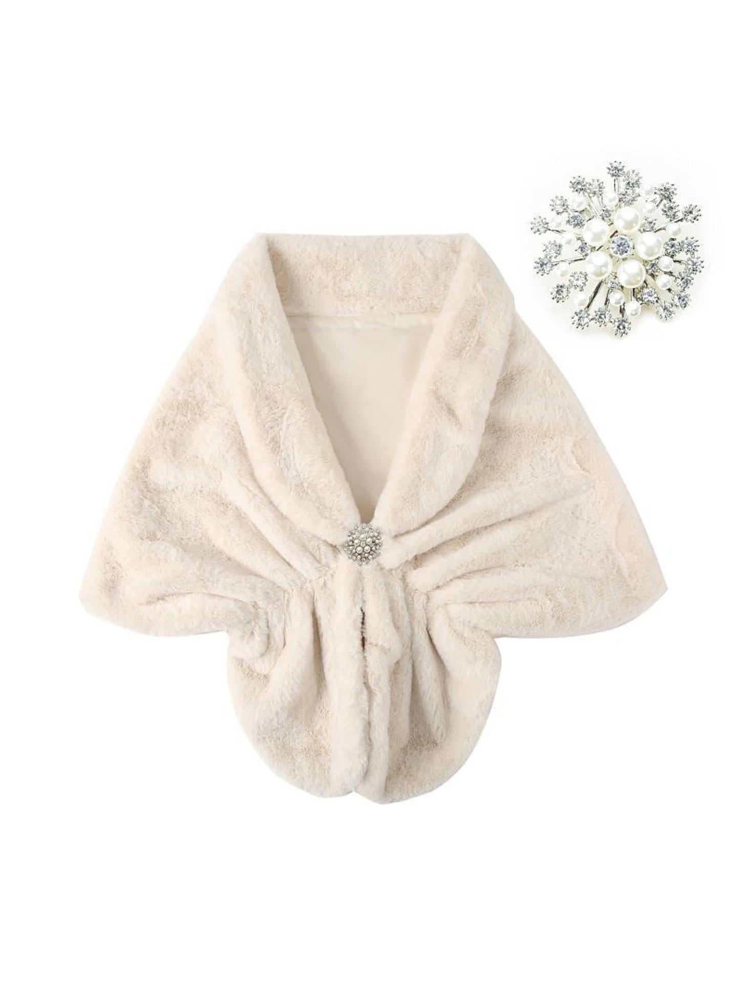 Women's Wrap Warm White Faux Fur Elegant Shawl