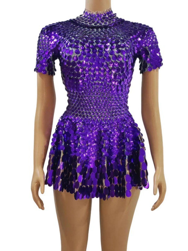 Column/Sheath High Neck Sequins Short/Mini Costume Vintage Party Dresses