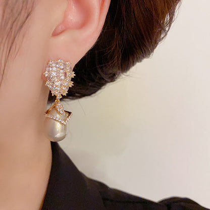 Luxury Champagne Artificial Pearl Earrings