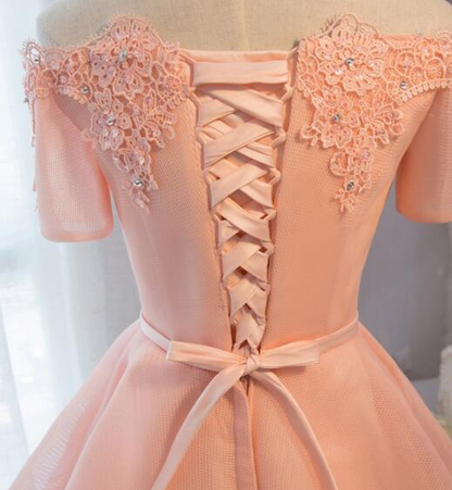 Pink Off Shoulder Short Homecoming Dress, Lovely Party Dress For Sale gh448