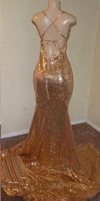 Sequins Mermaid V-Neck Prom Dress PD072