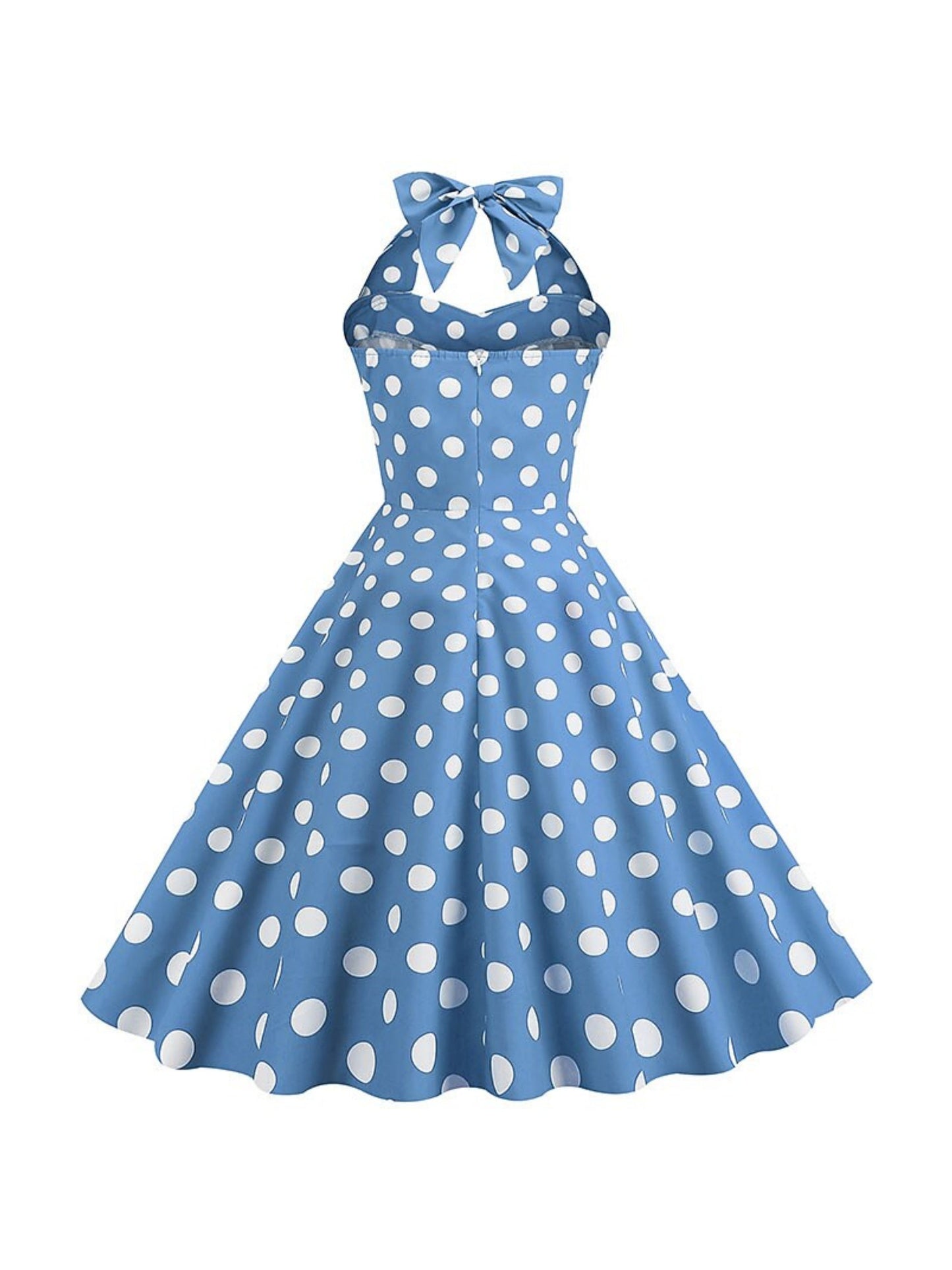 A-Line/Princess Halter Sleeveless Tea-Length Vintage Dress With Bowknot