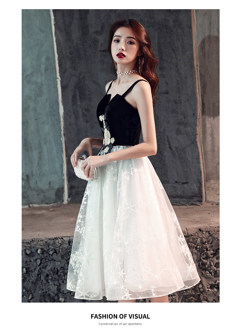 Black and white short prom dress homecoming dress  8360