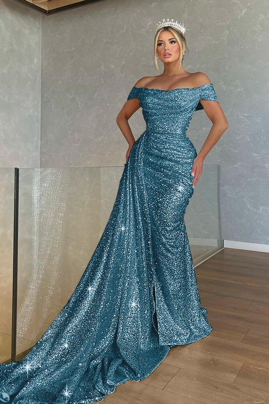 Gorgeous Off-The-Shoulder Strapless Mermaid Prom Dress With Sequins PD0818