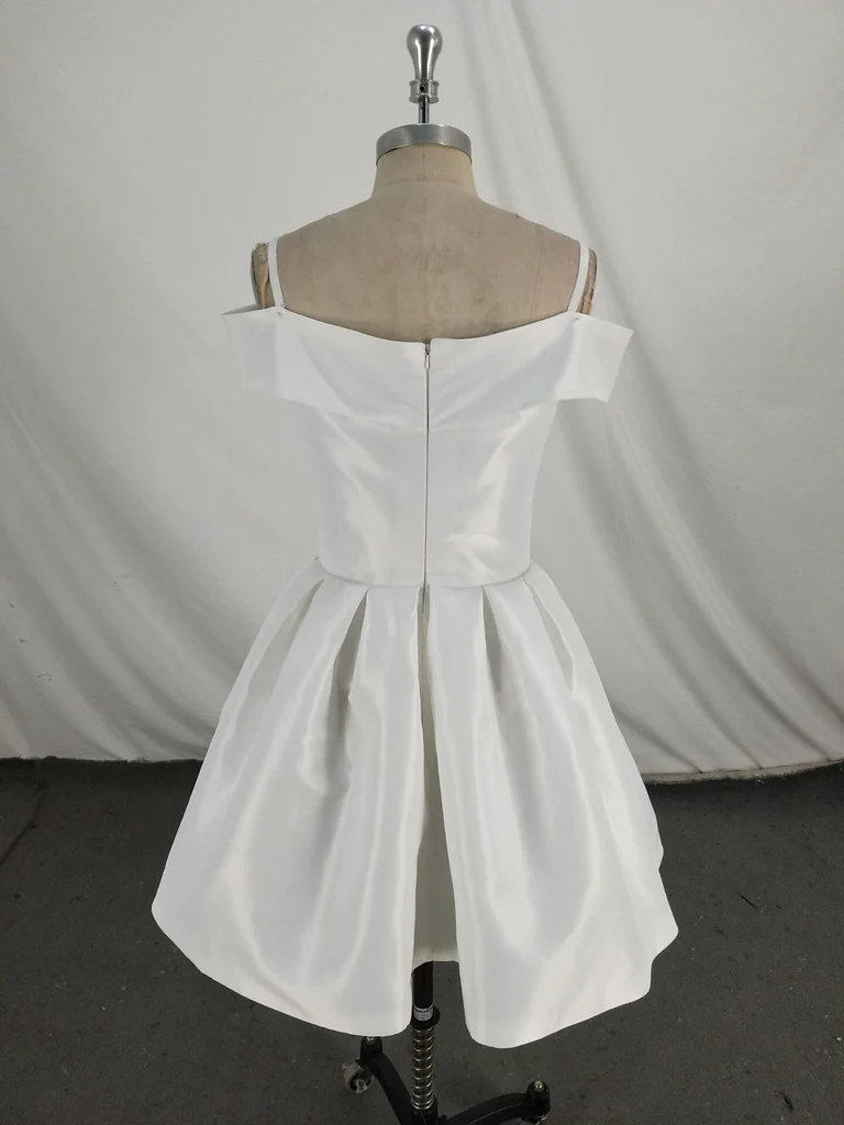 White Satin Simple Off Shoulder Formal Dress Short Formal Dresses  gh563