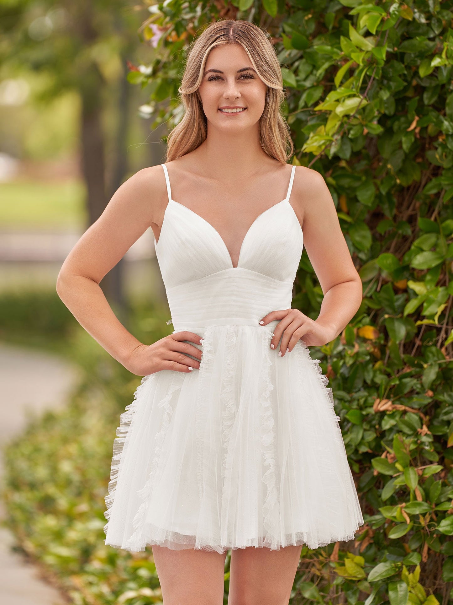 Celeste | A-Line Deep V Neck Ruched Short Homecoming Dress