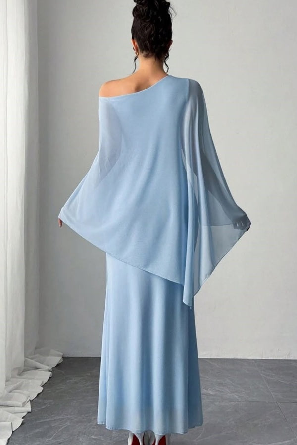 Chic Light Blue Chiffon One-Shoulder Prom Dress ZT0466