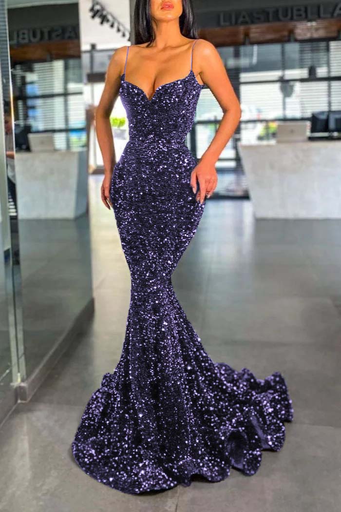 Dark Green Sequins Prom Dress Mermaid PD0195