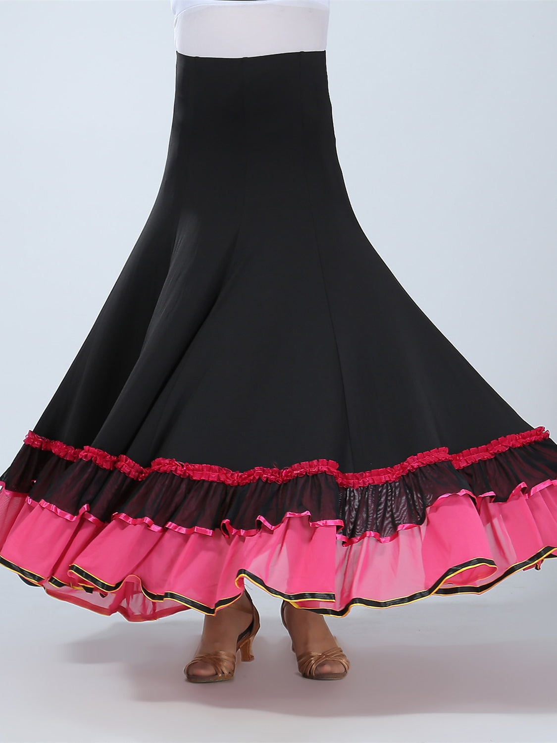 Women's Dancewear Ballroom Dance Skirts Ruffle Splicing Women's Performance Training High Polyester