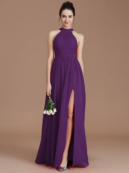 Charming Halter Sleeveless Ruched Chiffon Bridesmaid Dresses