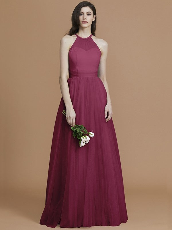 Charming Halter Sleeveless Ruffles Tulle Bridesmaid Dresses