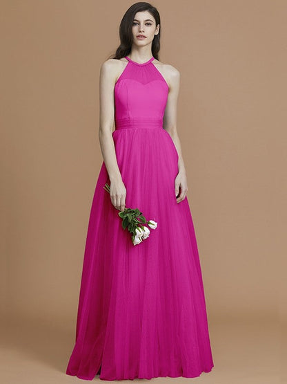 Charming Halter Sleeveless Ruffles Tulle Bridesmaid Dresses