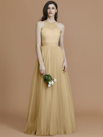 Charming Halter Sleeveless Ruffles Tulle Bridesmaid Dresses