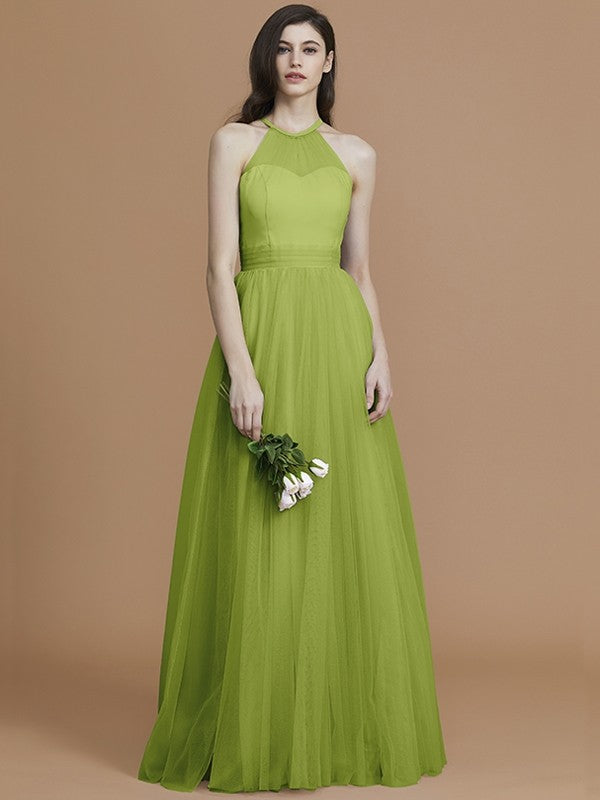 Charming Halter Sleeveless Ruffles Tulle Bridesmaid Dresses