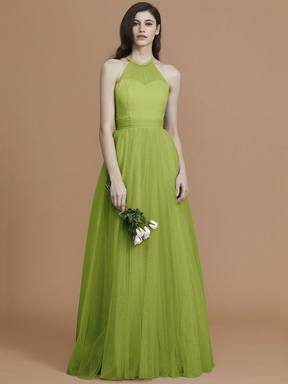 Charming Halter Sleeveless Ruffles Tulle Bridesmaid Dresses