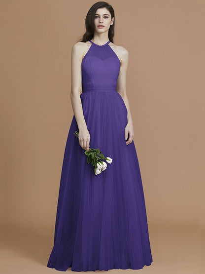 Charming Halter Sleeveless Ruffles Tulle Bridesmaid Dresses