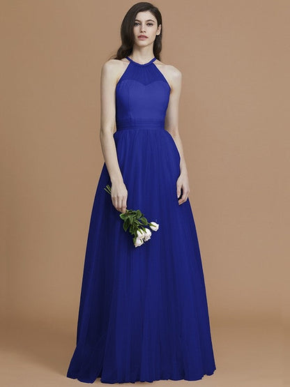 Charming Halter Sleeveless Ruffles Tulle Bridesmaid Dresses