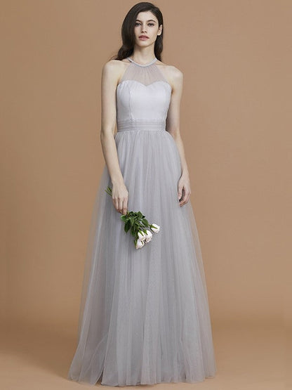 Charming Halter Sleeveless Ruffles Tulle Bridesmaid Dresses