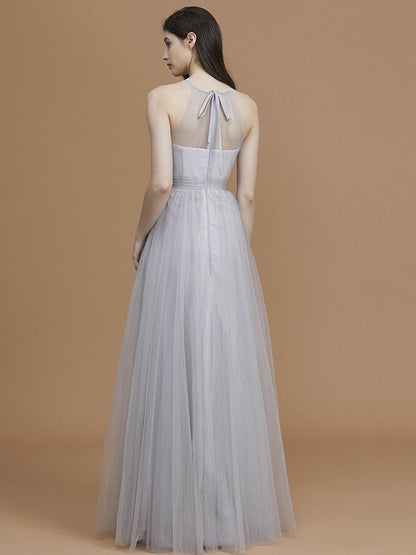 Charming Halter Sleeveless Ruffles Tulle Bridesmaid Dresses