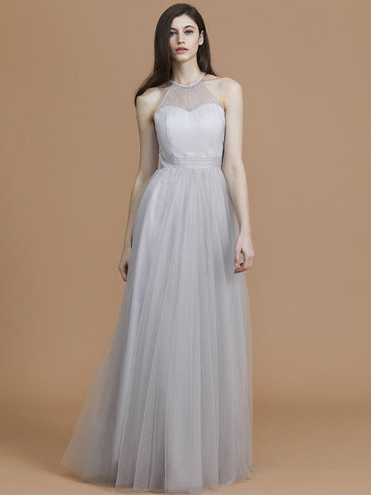 Charming Halter Sleeveless Ruffles Tulle Bridesmaid Dresses