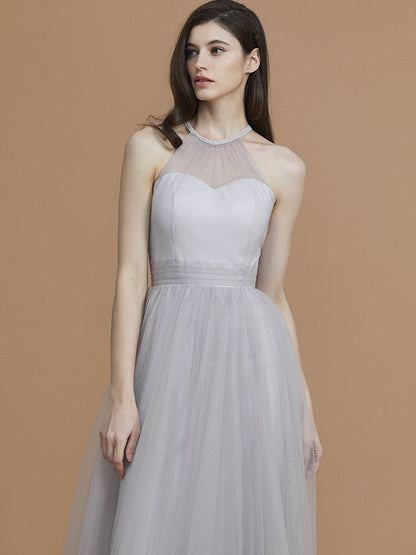 Charming Halter Sleeveless Ruffles Tulle Bridesmaid Dresses