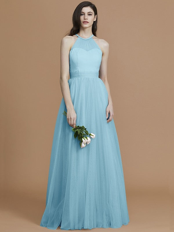 Charming Halter Sleeveless Ruffles Tulle Bridesmaid Dresses