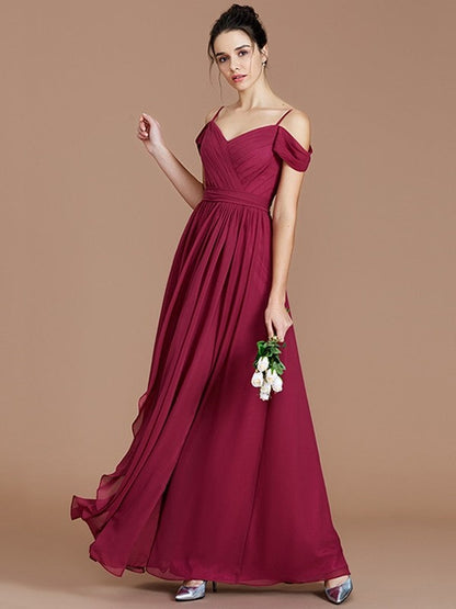 Charming Off-the-Shoulder Sleeveless Ruched Chiffon Bridesmaid Dresses