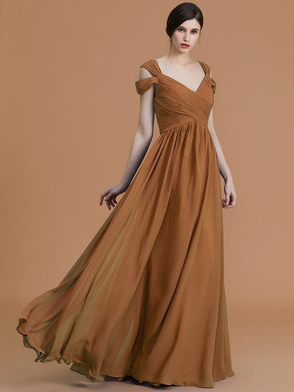 Charming Off-the-Shoulder Sleeveless Ruched Chiffon Bridesmaid Dresses