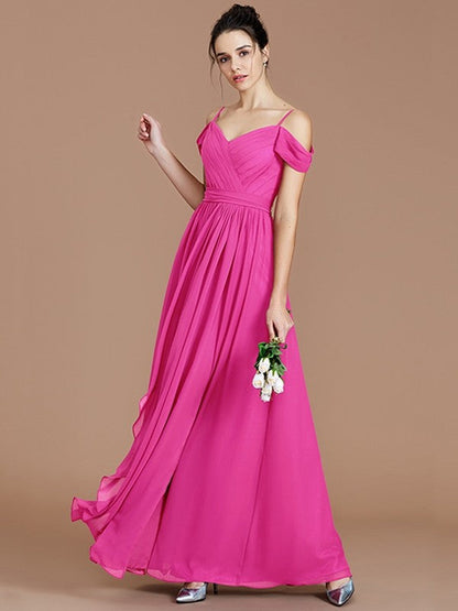 Charming Off-the-Shoulder Sleeveless Ruched Chiffon Bridesmaid Dresses