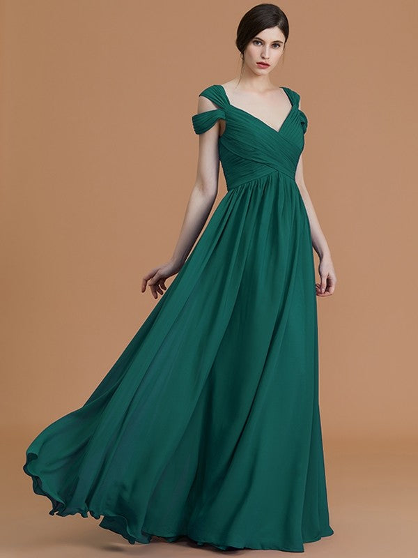 Charming Off-the-Shoulder Sleeveless Ruched Chiffon Bridesmaid Dresses