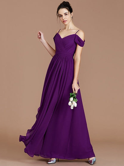 Charming Off-the-Shoulder Sleeveless Ruched Chiffon Bridesmaid Dresses