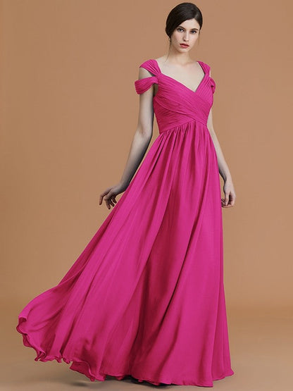 Charming Off-the-Shoulder Sleeveless Ruched Chiffon Bridesmaid Dresses