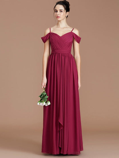 Charming Off-the-Shoulder Sleeveless Ruched Chiffon Bridesmaid Dresses