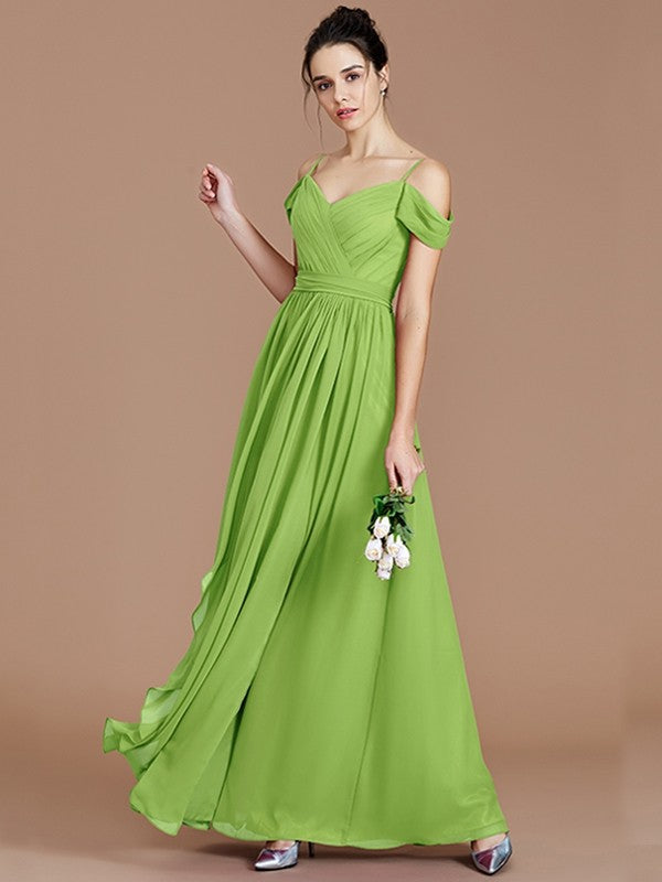 Charming Off-the-Shoulder Sleeveless Ruched Chiffon Bridesmaid Dresses